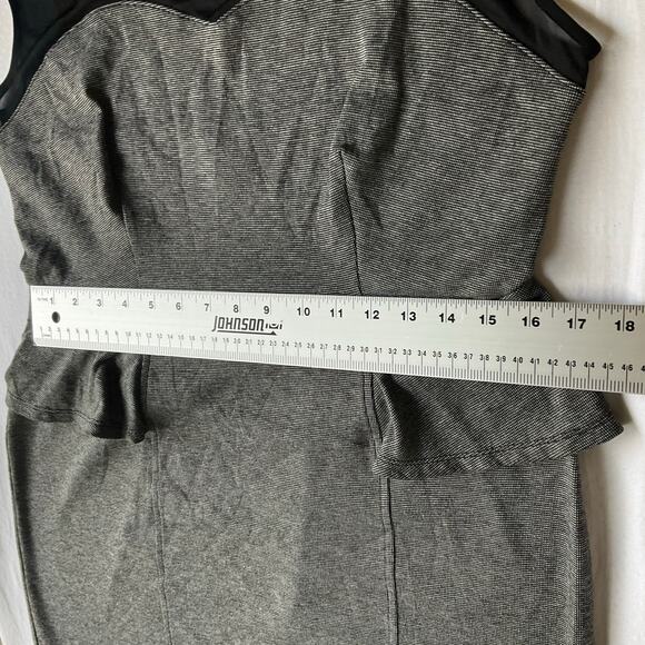 En Focus Petite Women Dress size 12P Sleeveless Sheer Top Peplum KneeLength Gray - Picture 4 of 10